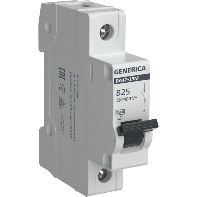 Автоматический выключатель IEK ВА47-29М 1P 25А 4,5кА B GENERICA MVA21-1-025-B-G